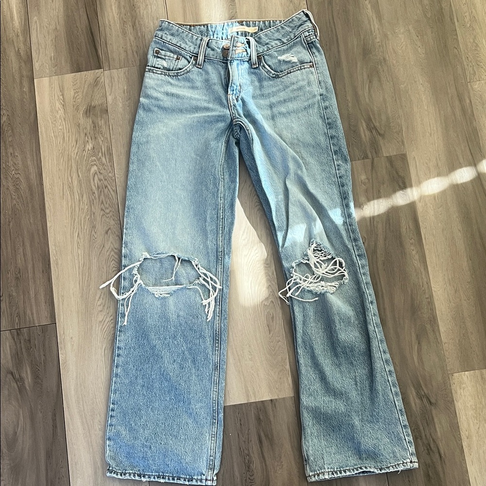 Light Wash Distressed Women's Flare Jeans